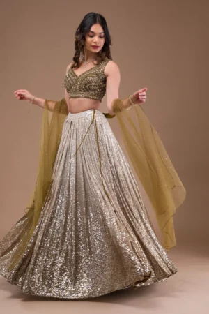 Sequins Lycra Readymade Lehenga