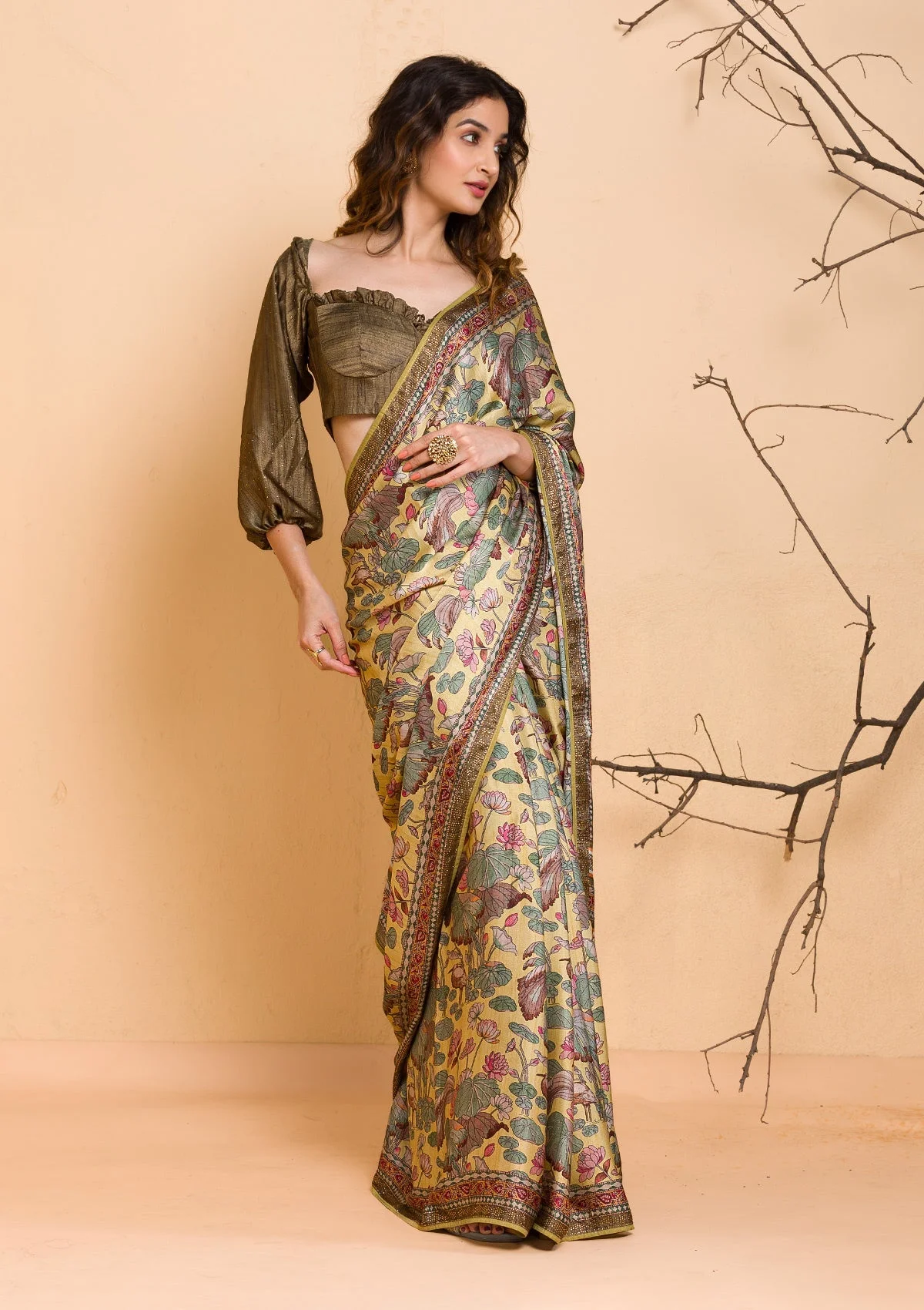 Mehendi Georgette Designer Saree